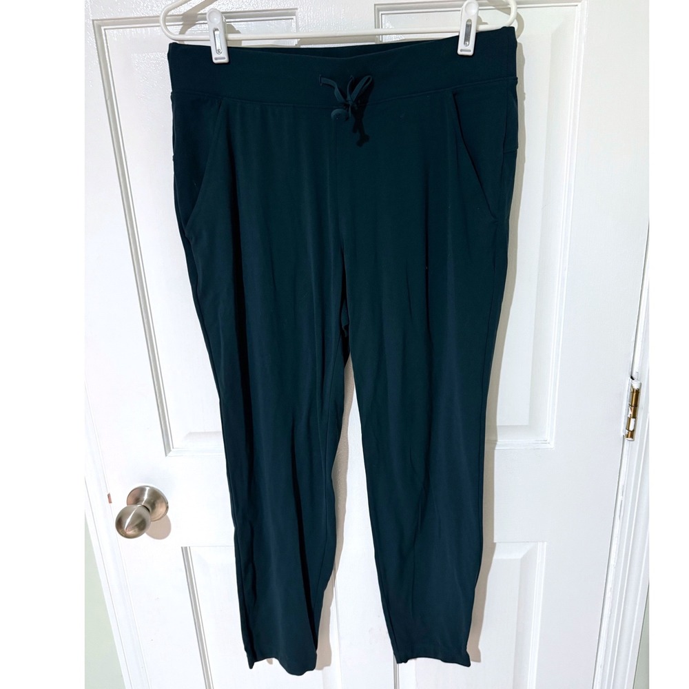Athleta Womens Medium Dark Teal Green Tapered Jogger Pants Drawstring Stretch